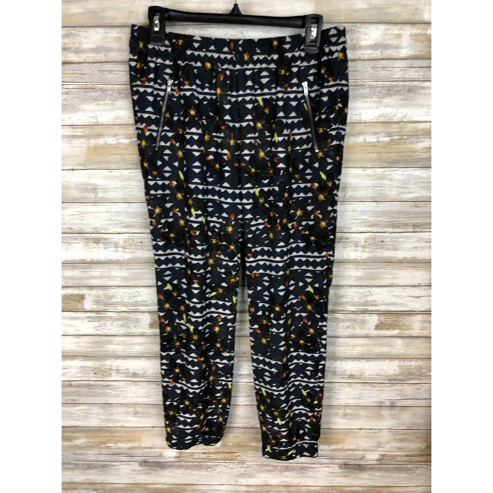 J Crew Pants Womens Batik Geometric Print  Jogger Dark Blue Multi Colored Size 4